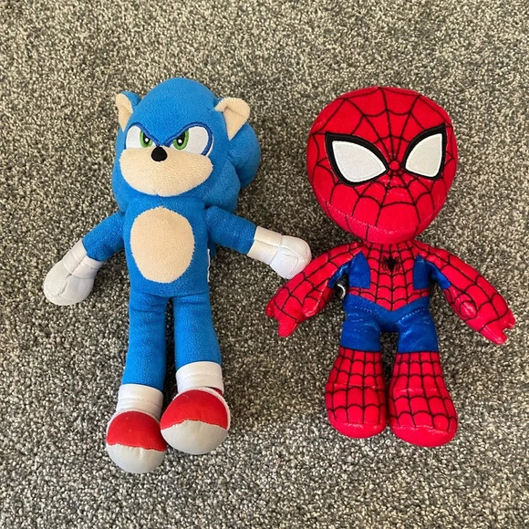 Sonic the Hedgehog and Spider-Man plush stuffed animals 10” - Picture 1 of 3